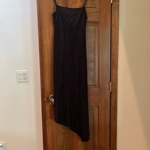NWT AllSaints black asymmetrical pleated midi dress
